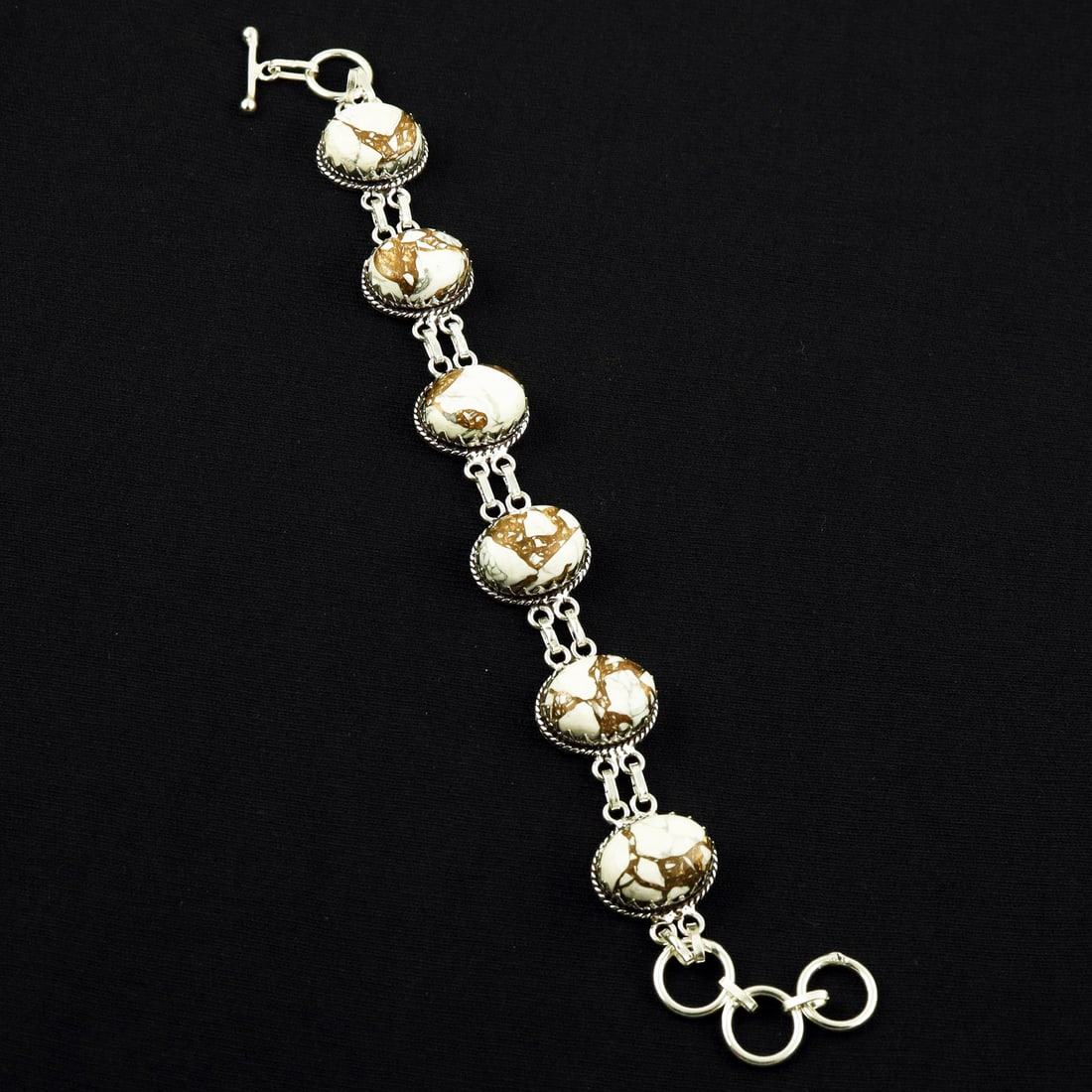 Natural Cotton Candy Sterling Silver Plated Handmade Bracelet: Product ID: 260608185613 Product - Handmade Silver Plated Bracelet Metal - 92.5 Sterling Silver Plated Bracelet Length - 6 Inch + 2 Inch Gemstone - Cotton Candy Gemstone Size -12X16 ( 6 Stone) Gemston
