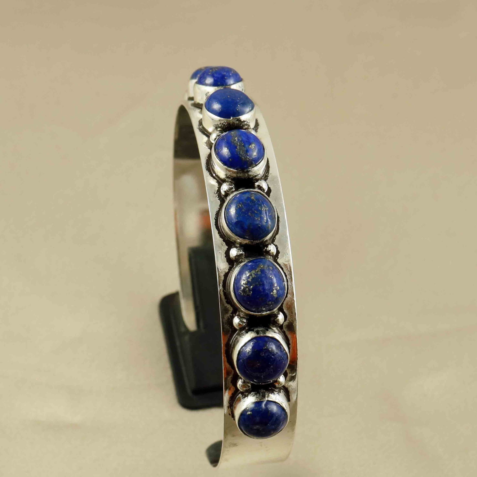Natural Lapis Lazuli Sterling Silver Plated Handmade Cuff Bangle: Product ID: 260607183631 Product - Handmade Silver Plated Cuff Bangle Metal - 92.5 Sterling Silver Plated Bangle Size - 6.5x5.5 CM (Adjustable) Gemstone - Lapis Lazuli Gemstone Origin - Afghanistan Ge