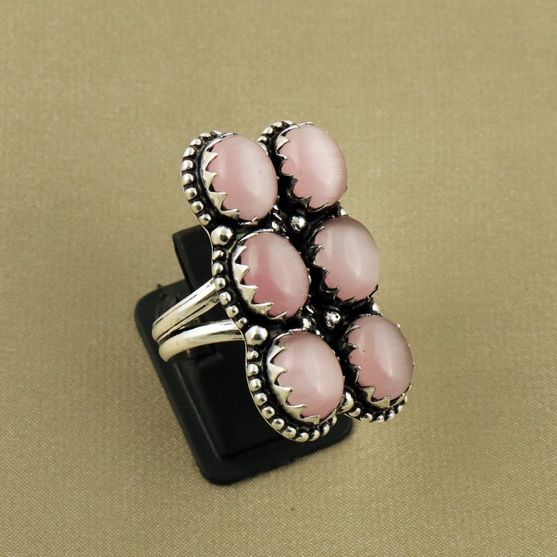 Natural Monalisa Sterling Silver Plated Handmade Ring - 8MM: Product ID: 260818163502 Product - Handmade Silver Plated Ring Metal - 92.5 Sterling Silver Plated Ring Size - 8MM Gemstone - Monalisa Gemstone Origin - India Gemstone Size - 10X8 MM ( 6 Stone ) Gemst
