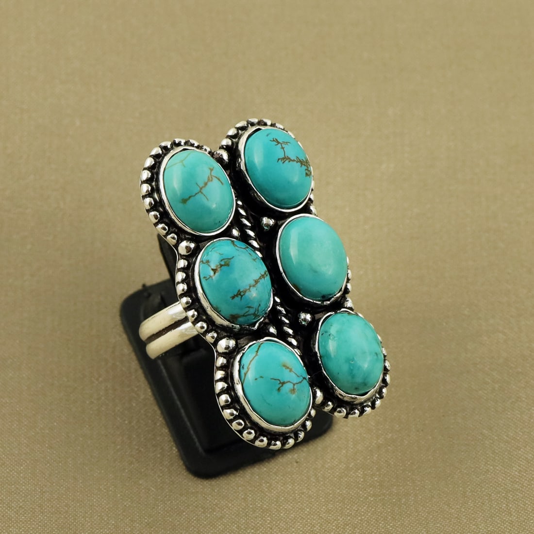 Natural Turquoise Sterling Silver Plated Handmade Ring - 8MM ( Adjustable ): Product ID: 260818162549 Product - Handmade Silver Plated Ring Metal - 92.5 Sterling Silver Plated Ring Size - 8MM ( Adjustable ) Gemstone - Turquoise Gemstone Origin - Tibet Gemstone Size - 10X8 MM (