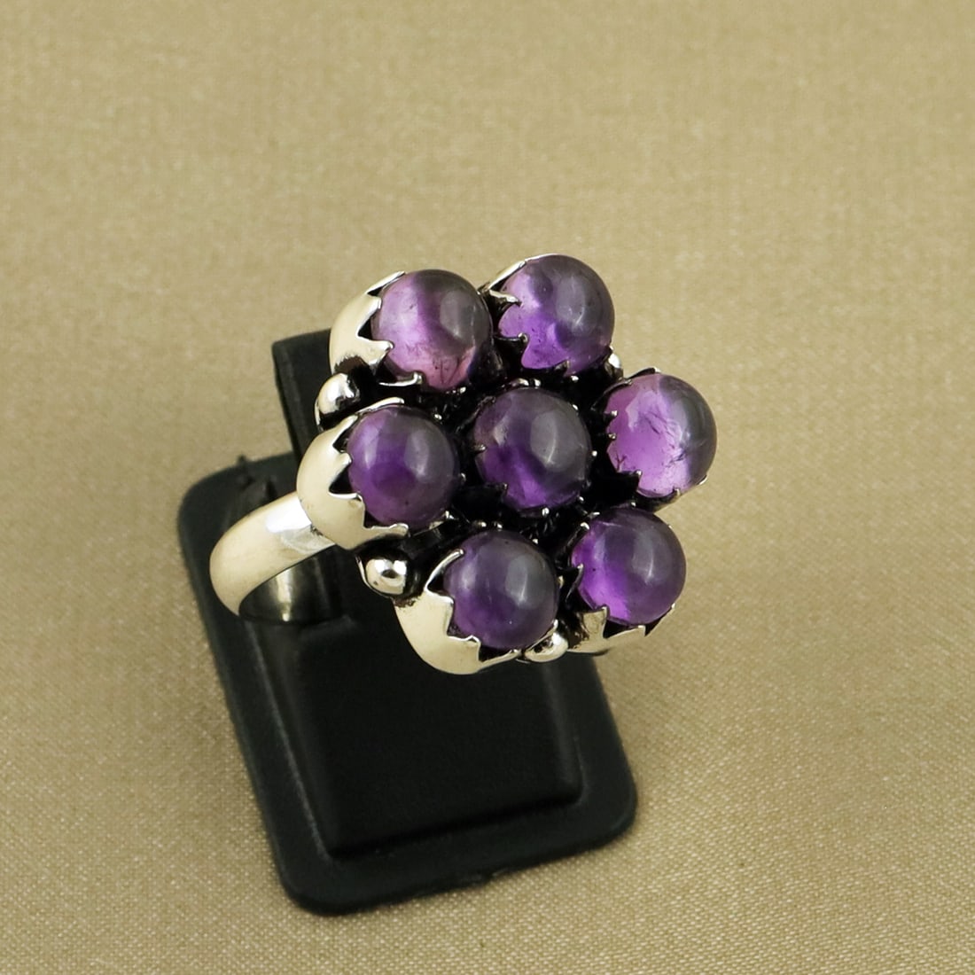Natural Amethyst Sterling Silver Plated Handmade Ring - 6.5MM: Product ID: 260818154605 Product - Handmade Silver Plated Ring Metal - 92.5 Sterling Silver Plated Ring Size - 6.5MM Gemstone - Amethyst Gemstone Origin - Africa Gemstone Size - 8MM ( 7 Stone ) Gemsto