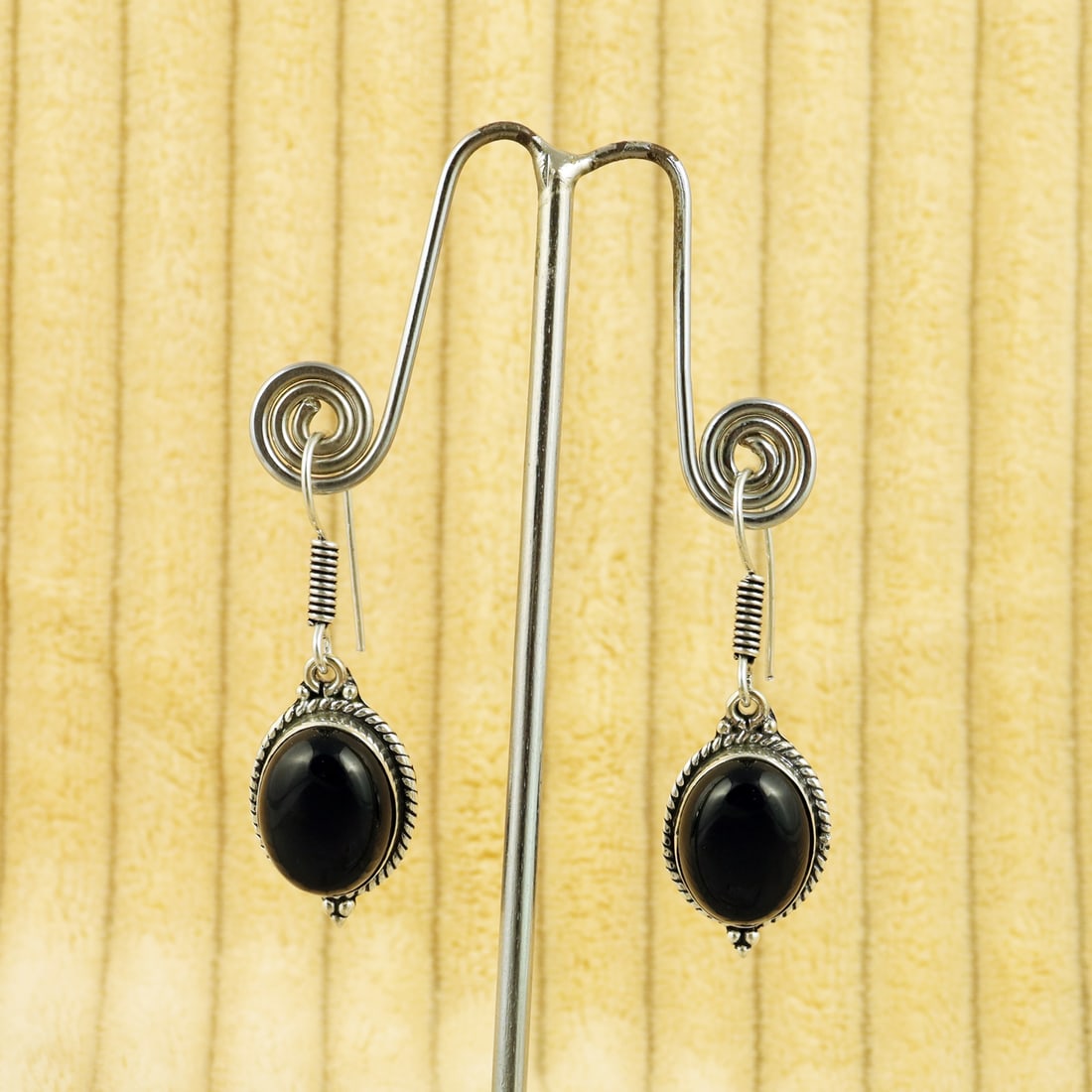 Natural Black Onyx Sterling Silver Plated Handmade Stud Earring: Product ID: 260809160410 Product - Handmade Silver Plated Stud Earring Metal - 92.5 Sterling Silver Plated Earring Type - Stud Gemstone - Black Onyx Gemstone Origin - India Gemstone Size - 12X16 MM ( 