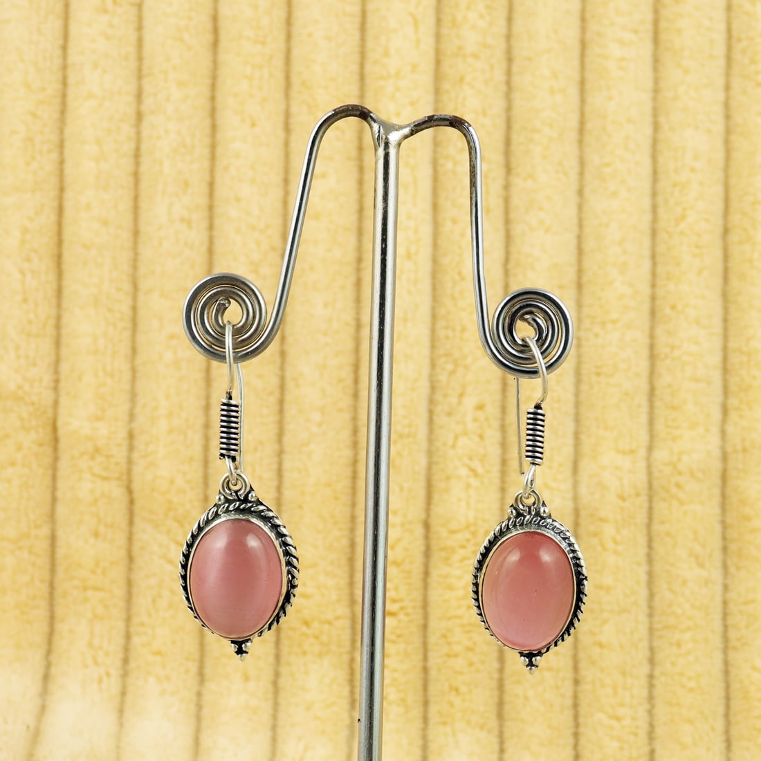 Natural Monalisa Sterling Silver Plated Handmade Stud Earring: Product ID: 260809160056 Product - Handmade Silver Plated Stud Earring Metal - 92.5 Sterling Silver Plated Earring Type - Stud Gemstone - Monalisa Gemstone Origin - India Gemstone Size - 12X16 MM ( 2 
