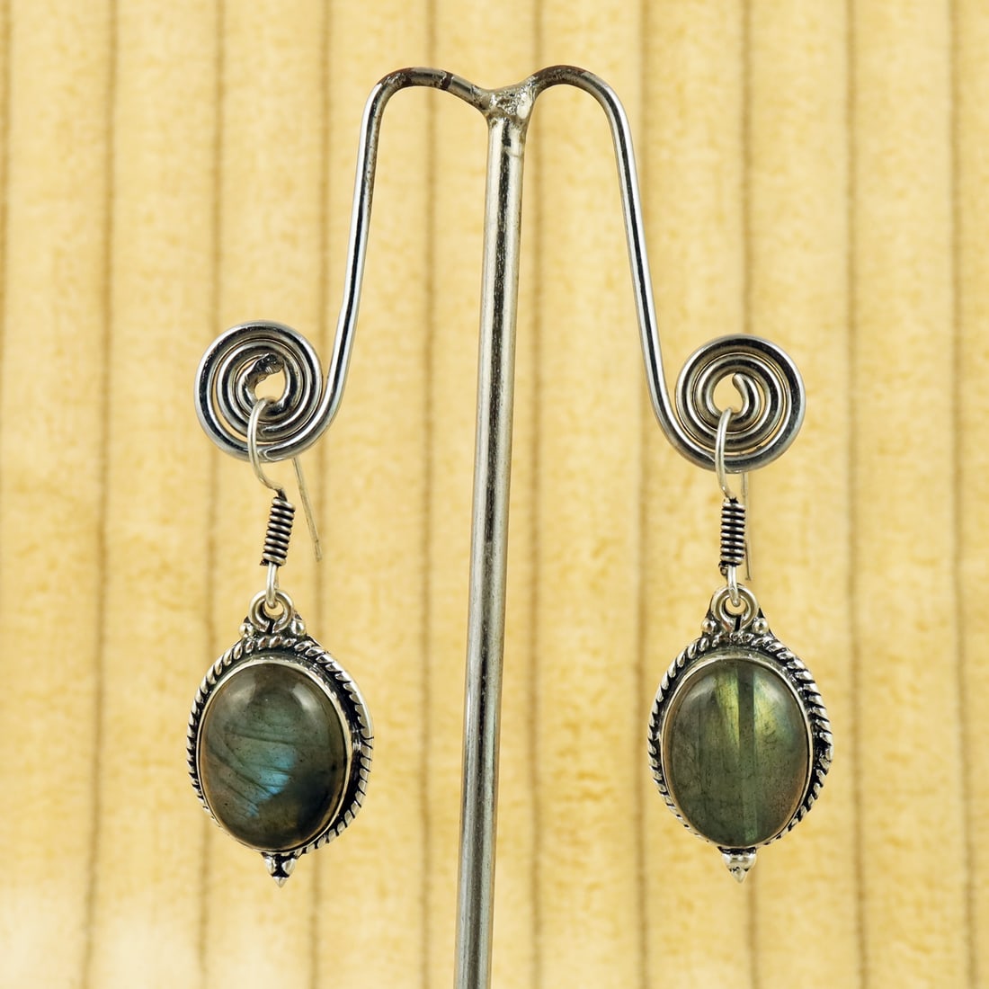 Natural Labradorite Sterling Silver Plated Handmade Stud Earring: Product ID: 260809155121 Product - Handmade Silver Plated Stud Earring Metal - 92.5 Sterling Silver Plated Earring Type - Stud Gemstone - Labradorite Gemstone Origin - Canada Gemstone Size - 12X16 MM 