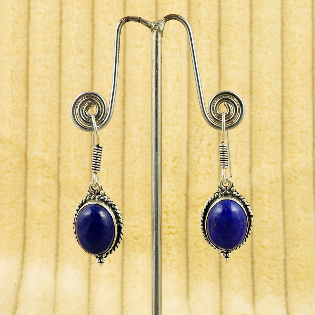 Natural Lapis Lazuli Sterling Silver Plated Handmade Stud Earring: Product ID: 260809155147 Product - Handmade Silver Plated Stud Earring Metal - 92.5 Sterling Silver Plated Earring Type - Stud Gemstone - Lapis Lazuli Gemstone Origin - Afghanistan Gemstone Size - 12X