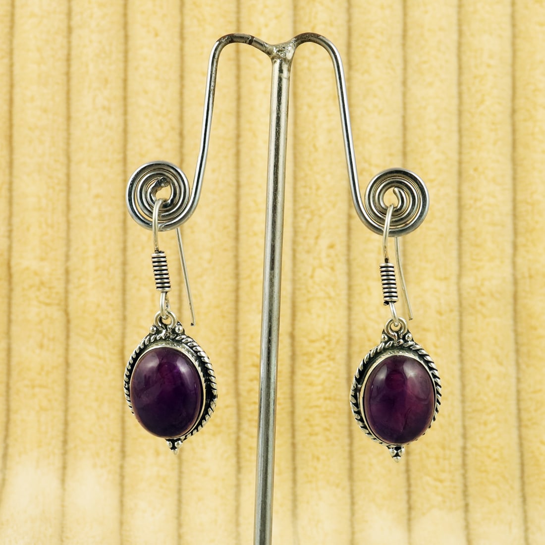 Natural Amethyst Sterling Silver Plated Handmade Stud Earring: Product ID: 260809155334 Product - Handmade Silver Plated Stud Earring Metal - 92.5 Sterling Silver Plated Earring Type - Stud Gemstone - Amethyst Gemstone Origin - Africa Gemstone Size - 12X16 MM ( 2