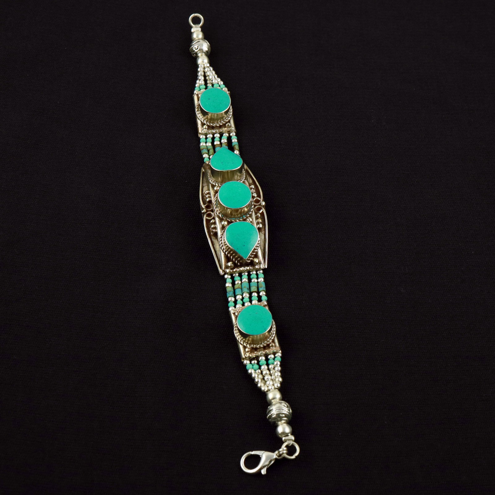 Tibetan Turquoise Handmade Choker Boho Bracelet: Product ID: 260520113627 Product - Tibetan Handmade Ethnic Bracelet Gemstone - Natural Turquoise Size - 7 Inch Weight - 50 Gram Approx Metal - Brass & Copper mix Metal Origin - Nepal Country/Region of