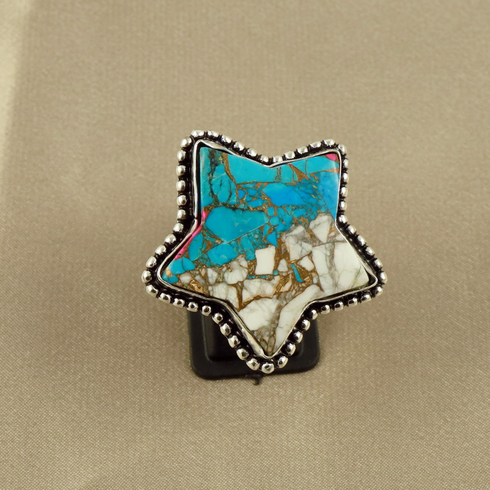 Natural Cotton Candy Silver Plated Handmade Star Ring - 10.5MM: Product ID: 260519144435 Product - Handmade Silver Plated Ring Metal - 92.5 Sterling Silver Plated Ring Size - 10.5MM Gemstone - Cotton Candy Agate Gemstone Origin - United States Gemstone Size - 3X3 