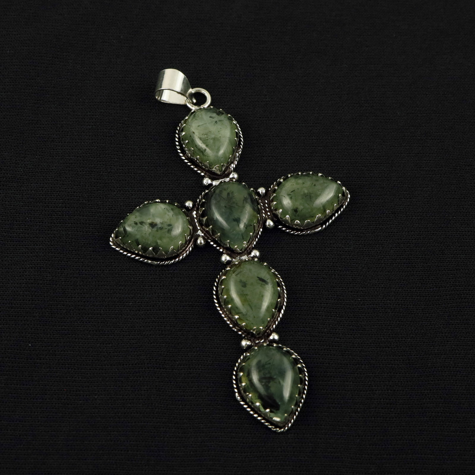 Natural Perhnite Sterling Silver Plated Handmade Pendant (1 of 3)