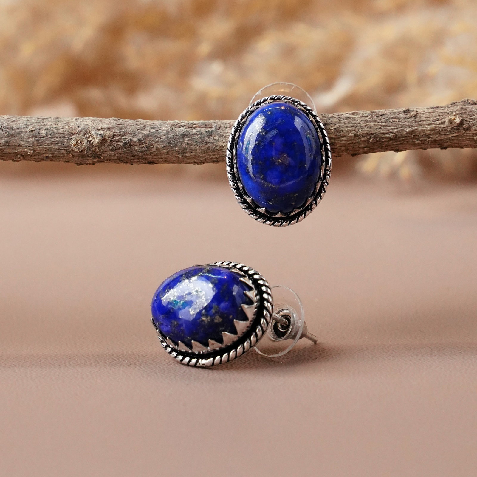 Natural Lapis Lazuli Sterling Silver Plated Handmade Stud Earring: Product ID: 260512145155 Product - Handmade Silver Plated Stud Earring Metal - 92.5 Sterling Silver Plated Earring Type - Stud Gemstone - Lapis Lazuli Gemstone Origin - Afghanistan Gemstone Size - 12X