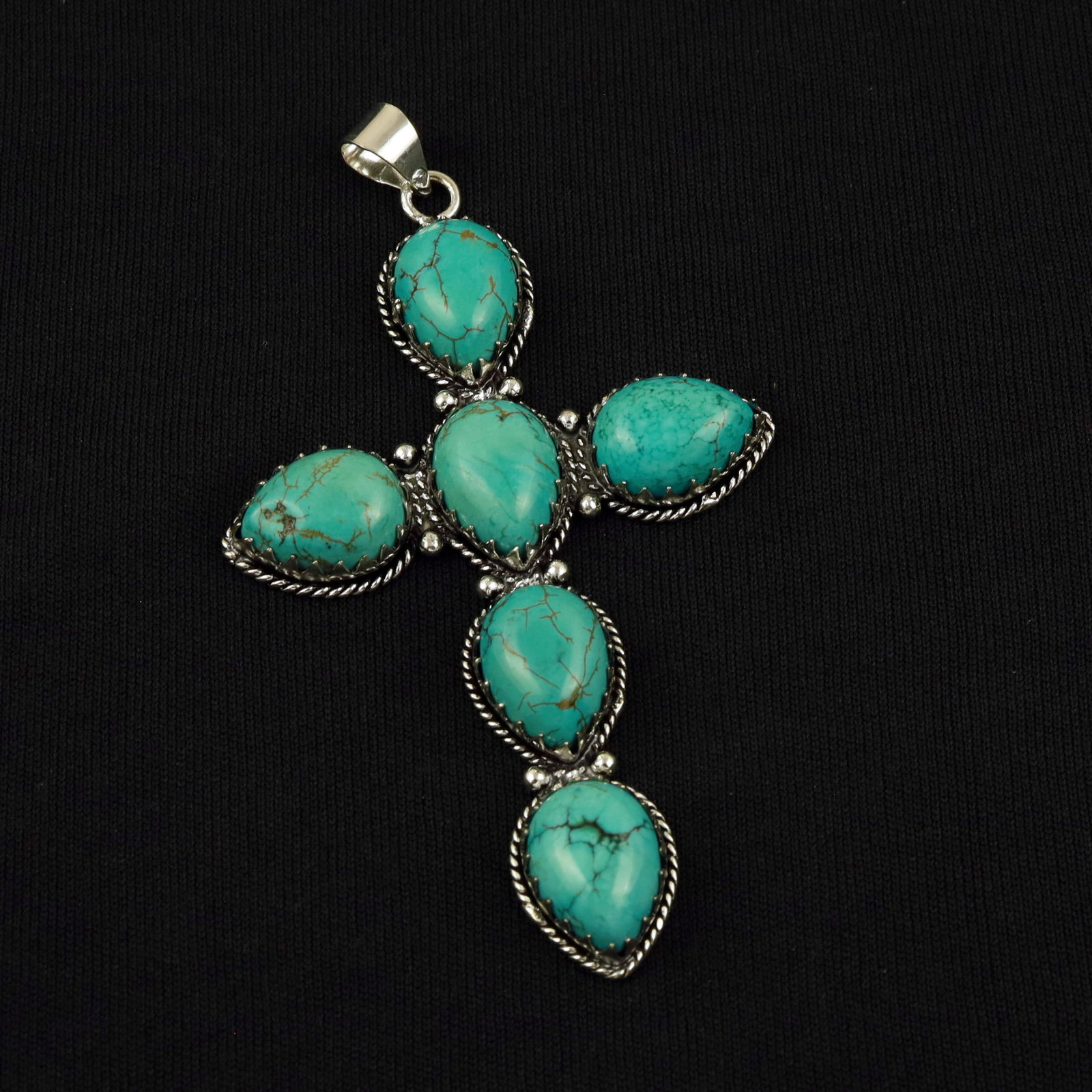 Natural Turquoise Silver Plated Handmade Cross Pendant (1 of 3)