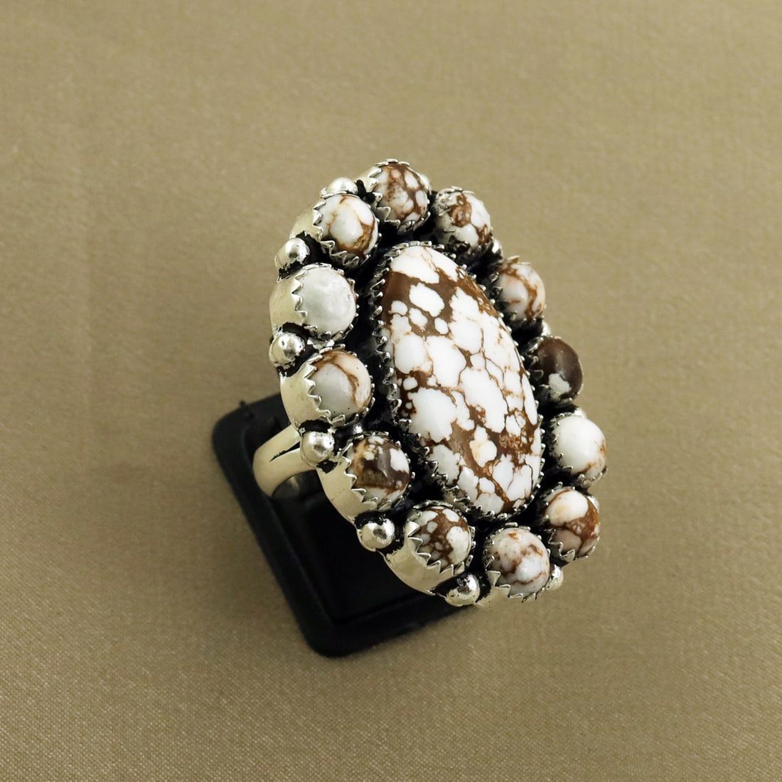 Natural Wild Horse 2 Micron Sterling Silver Plated Handmade Ring - 9MM: Product ID: 260821133512 Product - Handmade Silver Plated Ring Metal - 92.5 2 Micron Sterling Silver Plated Ring Size - 9MM Gemstone - Wild Horse Gemstone Origin - United States Gemstone Size - 2.5X1.