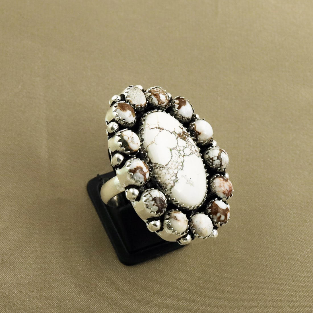 Natural Wild Horse 2 Micron Sterling Silver Plated Handmade Ring - 9MM: Product ID: 260821133354 Product - Handmade Silver Plated Ring Metal - 92.5 2 Micron Sterling Silver Plated Ring Size - 9MM Gemstone - Wild Horse Gemstone Origin - United States Gemstone Size - 2.5X2 