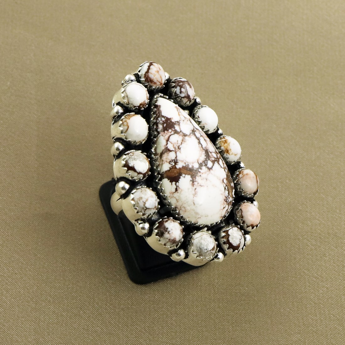 Natural Wild Horse 2 Micron Sterling Silver Plated Handmade Ring - 8.5MM: Product ID: 260821133802 Product - Handmade Silver Plated Ring Metal - 92.5 2 Micron Sterling Silver Plated Ring Size - 8.5MM Gemstone - Wild Horse Gemstone Origin - United States Gemstone Size - 3X2 