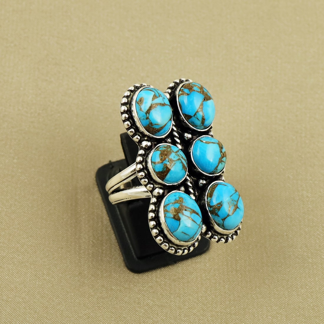 Natural Kingman Turquoise Sterling Silver Plated Handmade Ring - 7.5MM: Product ID: 260820104859 Product - Handmade Silver Plated Ring Metal - 92.5 Sterling Silver Plated Ring Size - 7.5MM Gemstone - Kingman Turquoise Gemstone Origin - United States Gemstone Size - 8X10 (