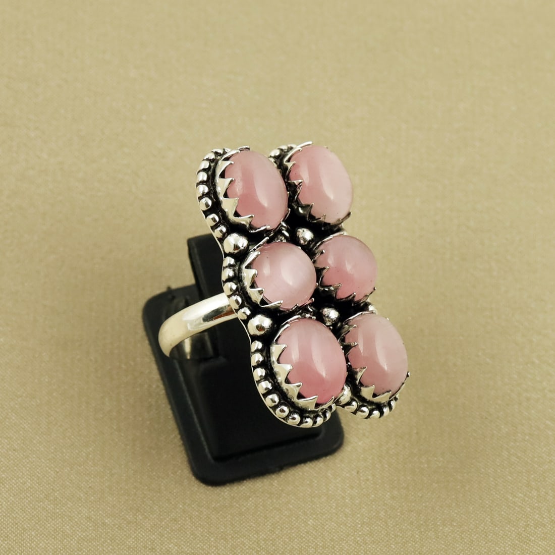 Natural Monalisa Sterling Silver Plated Handmade Ring - 8MM: Product ID: 260820104326 Product - Handmade Silver Plated Ring Metal - 92.5 Sterling Silver Plated Ring Size - 8MM Gemstone - Monalisa Gemstone Origin - India Gemstone Size - 8X10 ( 4 Stone ), 8MM ( 2