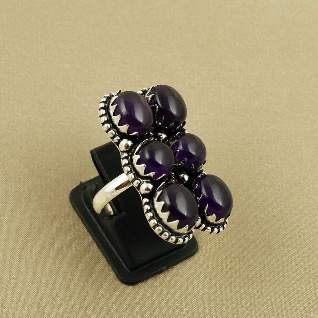 Natural Amethyst Sterling Silver Plated Handmade Ring - 6MM: Product ID: 260820104222 Product - Handmade Silver Plated Ring Metal - 92.5 Sterling Silver Plated Ring Size - 6MM Gemstone - Amethyst Gemstone Origin - Africa Gemstone Size - 8X10 ( 4 Stone ), 8MM ( 