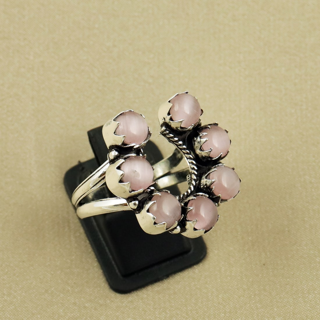 Natural Monalisa Sterling Silver Plated Handmade Ring - 10MM: Product ID: 260820102931 Product - Handmade Silver Plated Ring Metal - 92.5 Sterling Silver Plated Ring Size - 10MM Gemstone - Monalisa Gemstone Origin - India Gemstone Size - 6MM ( 7 Stone) Gemstone 