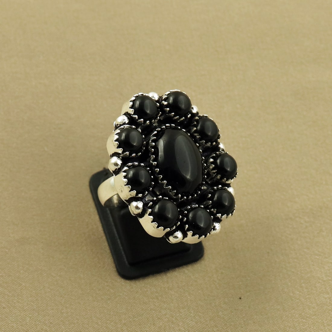 Natural Black Onyx 2 Micron Sterling Silver Plated Handmade Ring - 7.5MM: Product ID: 260811155547 Product - Handmade Silver Plated Ring Metal - 92.5 2 Micron Sterling Silver Plated Ring Size - 7.5MM Gemstone - Black Onyx Gemstone Origin - India Gemstone Size - 12X16 MM ( 1