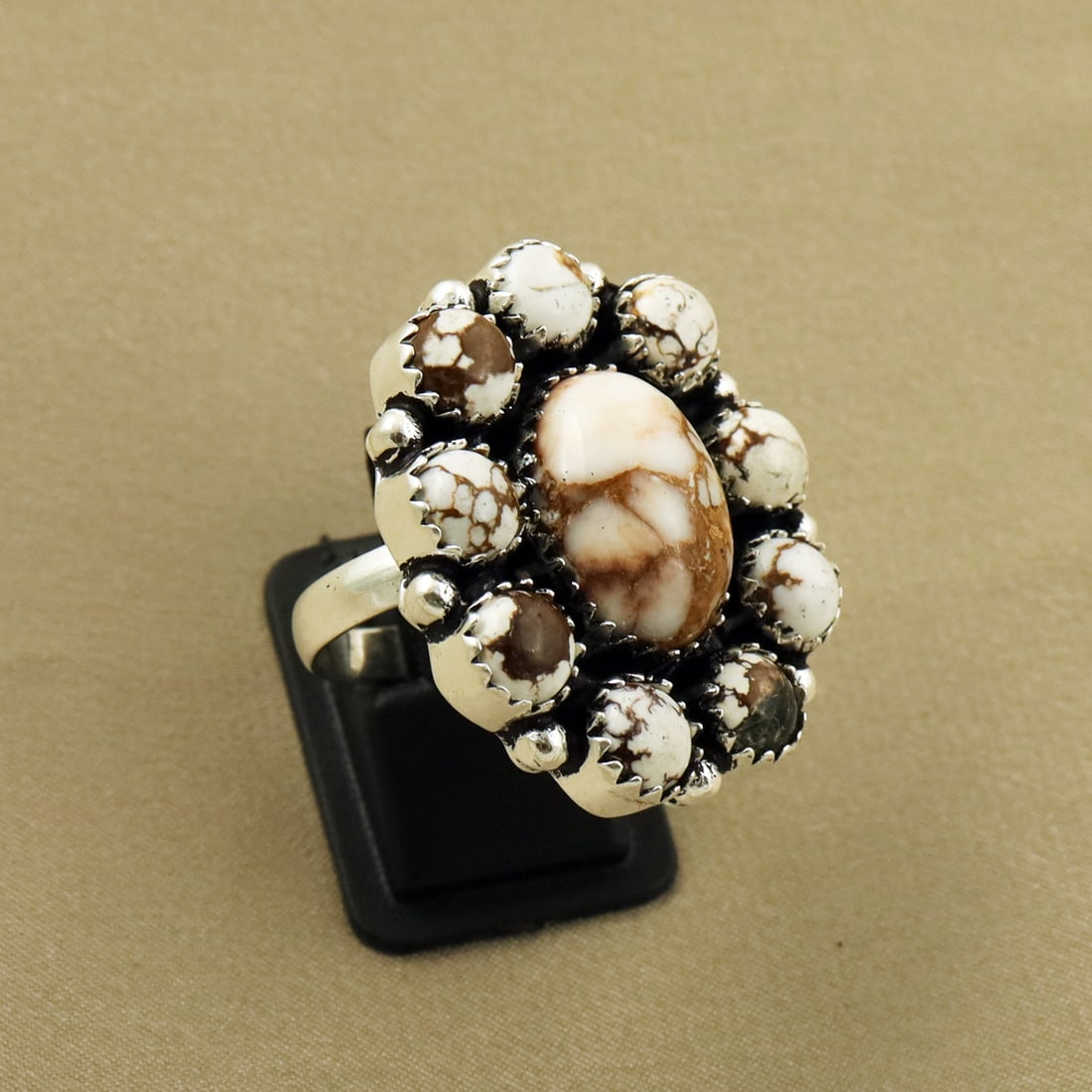 Natural Wild Horse 2 Micron Sterling Silver Plated Handmade Ring - 8.5MM: Product ID: 260811155013 Product - Handmade Silver Plated Ring Metal - 92.5 2 Micron Sterling Silver Plated Ring Size - 8.5MM Gemstone - Wild Horse Gemstone Origin - United States Gemstone Size - 12X1