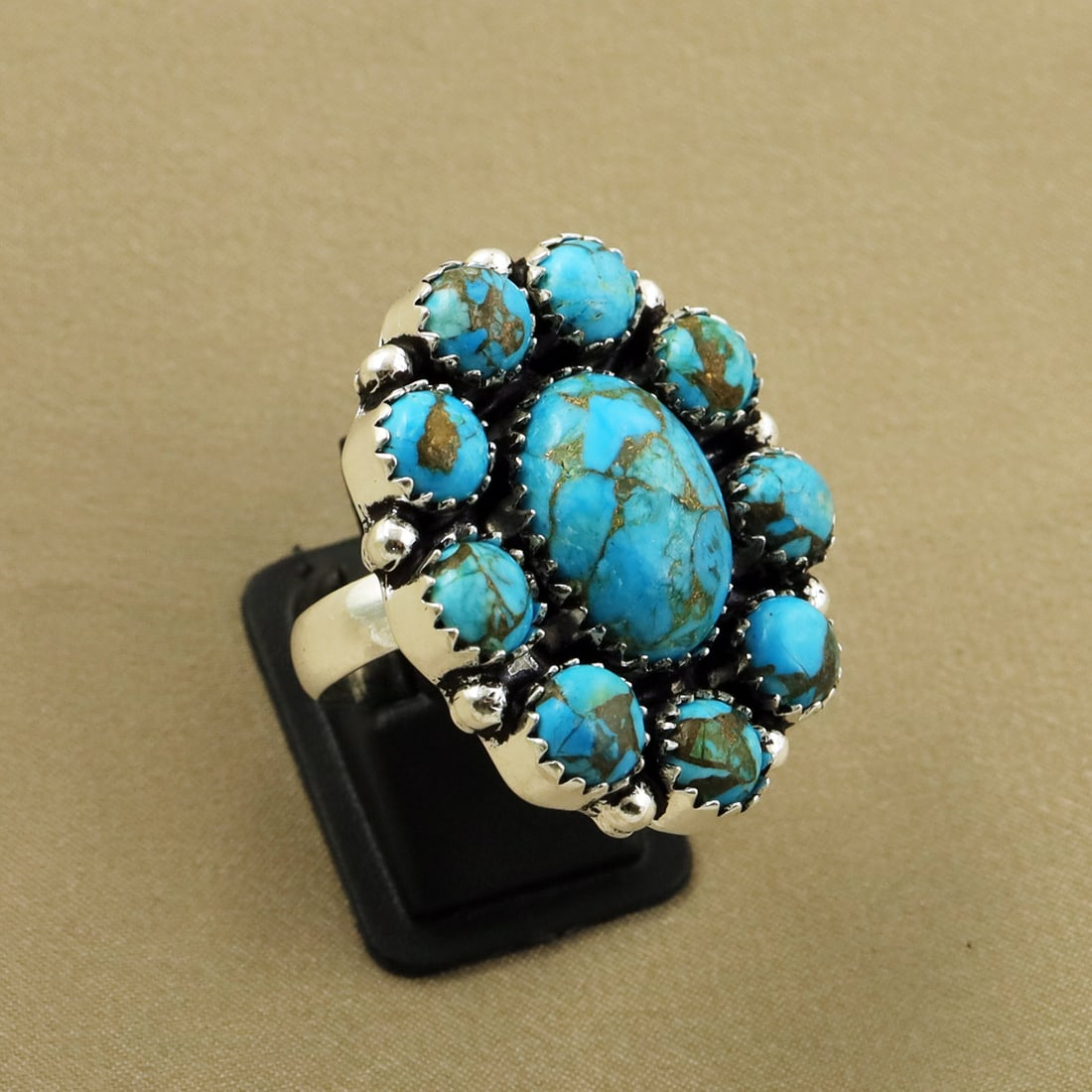 Natural Kingman Turquoise 2 Micron Sterling Silver Plated Handmade Ring - 8MM: Product ID: 260811155151 Product - Handmade Silver Plated Ring Metal - 92.5 2 Micron Sterling Silver Plated Ring Size - 8MM Gemstone - Kingman Turquoise Gemstone Origin - United States Gemstone Size -