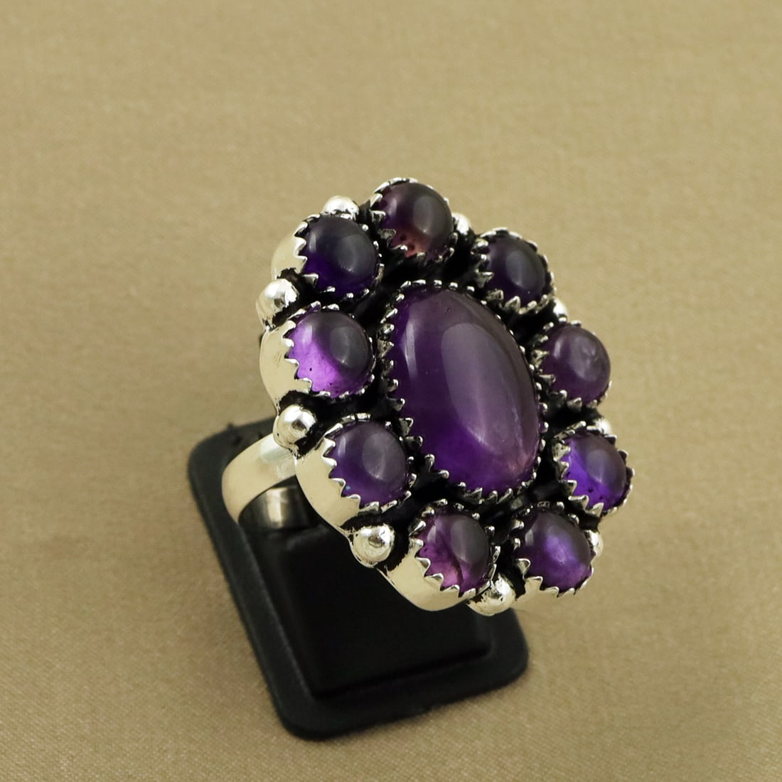 Natural Amethyst 2 Micron Sterling Silver Plated Handmade Ring - 8.5MM: Product ID: 260811154246 Product - Handmade Silver Plated Ring Metal - 92.5 2 Micron Sterling Silver Plated Ring Size - 8.5MM Gemstone - Amethyst Gemstone Origin - Africa Gemstone Size - 12X16 MM ( 1 