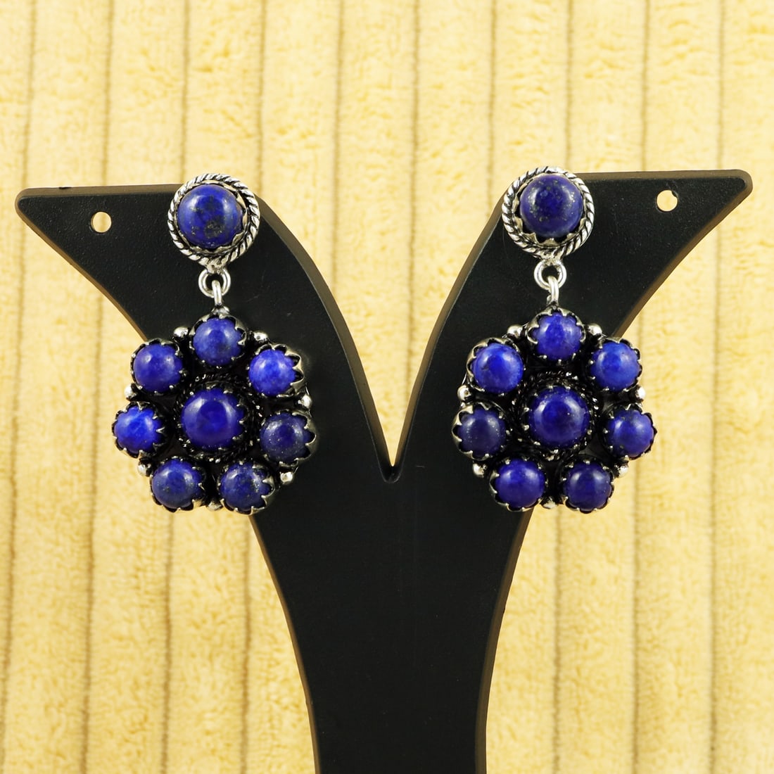 Natural Lapis Lazuli Sterling Silver Plated Handmade Stud Earring: Product ID: 260811141410 Product - Handmade Silver Plated Stud Earring Metal - 92.5 Sterling Silver Plated Earring Type - Stud Gemstone - Lapis Lazuli Gemstone Origin - Afghanistan Gemstone Size - 8 M