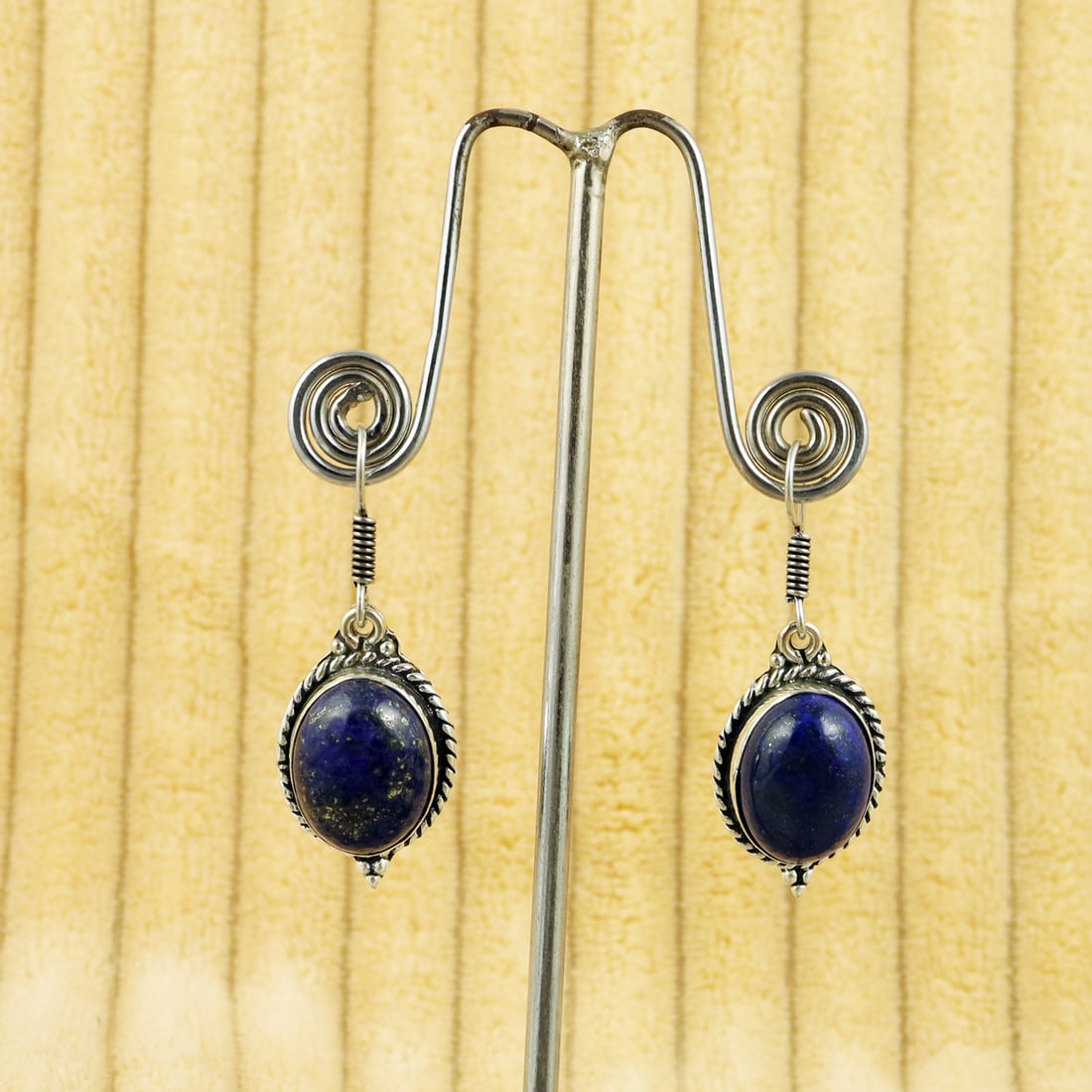 Natural Lapis Lazuli Sterling Silver Plated Handmade Stud Earring: Product ID: 260809155239 Product - Handmade Silver Plated Stud Earring Metal - 92.5 Sterling Silver Plated Earring Type - Stud Gemstone - Lapis Lazuli Gemstone Origin - Afghanistan Gemstone Size - 12X