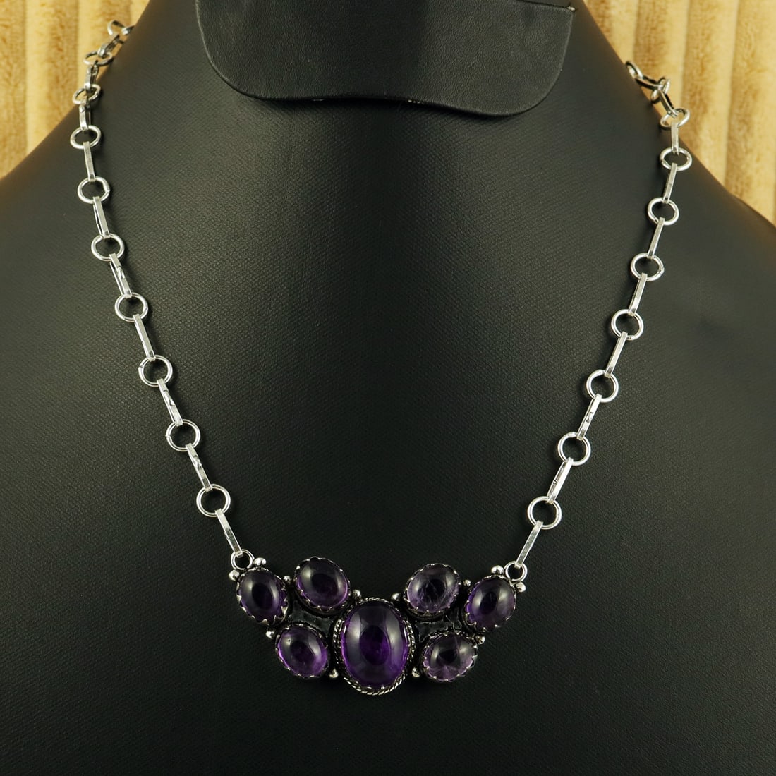 Natural Amethyst Sterling Silver Plated Handmade Necklace: Product ID: 260823143102 Product - Handmade Silver Plated Necklace Metal - 92.5 Sterling Silver Plated Necklace Length - 18 Inch Gemstone - Amethyst Gemstone Origin - Africa Gemstone Size - 12X16 MM (