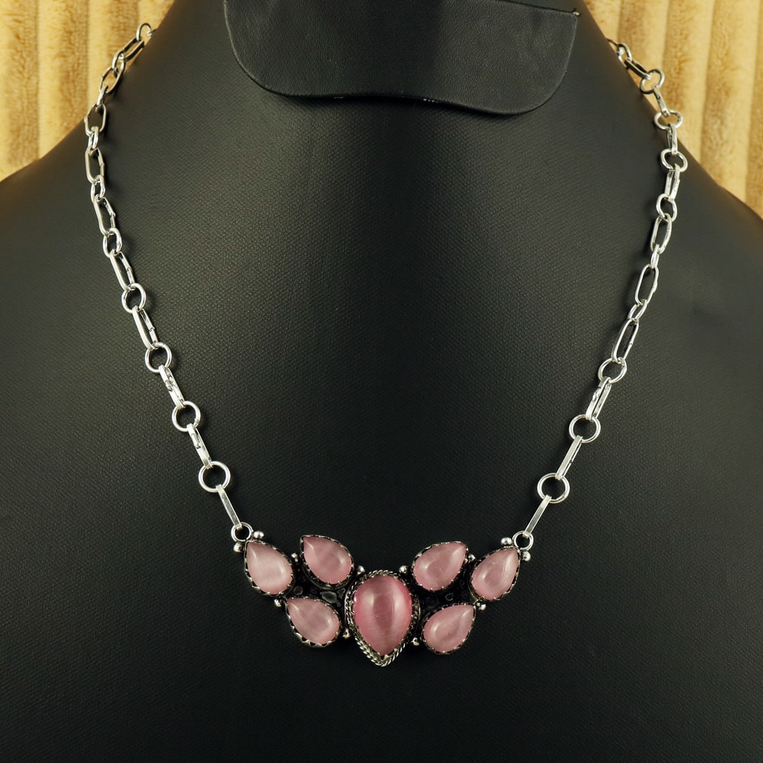 Natural Monalisa Sterling Silver Plated Handmade Necklace: Product ID: 260823143340 Product - Handmade Silver Plated Necklace Metal - 92.5 Sterling Silver Plated Necklace Length - 18 Inch Gemstone - Monalisa Gemstone Origin - India Gemstone Size - 12X16 MM ( 