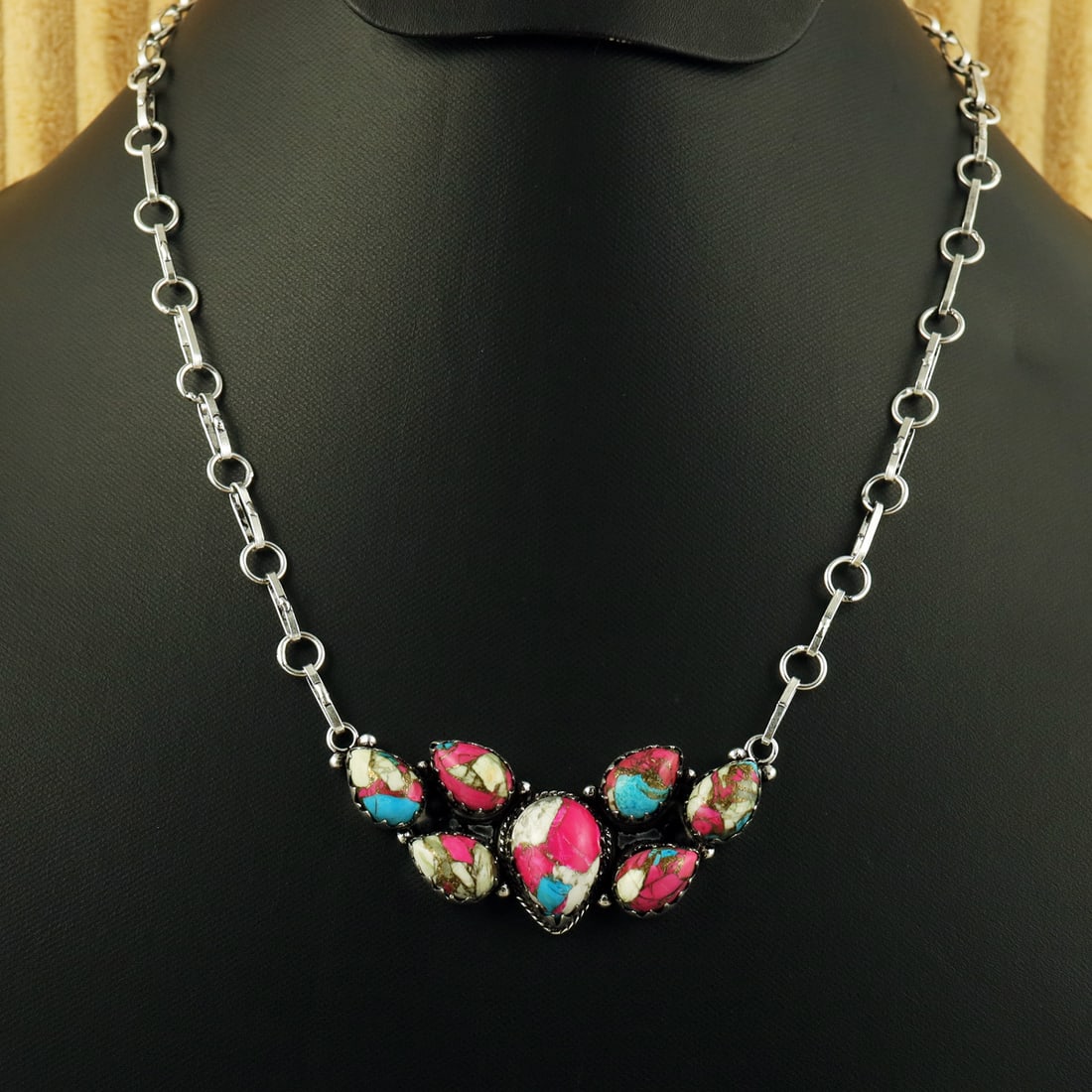 Natural Cotton Candy Sterling Silver Plated Handmade Necklace: Product ID: 260823141546 Product - Handmade Silver Plated Necklace Metal - 92.5 Sterling Silver Plated Necklace Length - 18 Inch Gemstone - Cotton Candy Gemstone Origin - United States Gemstone Size -