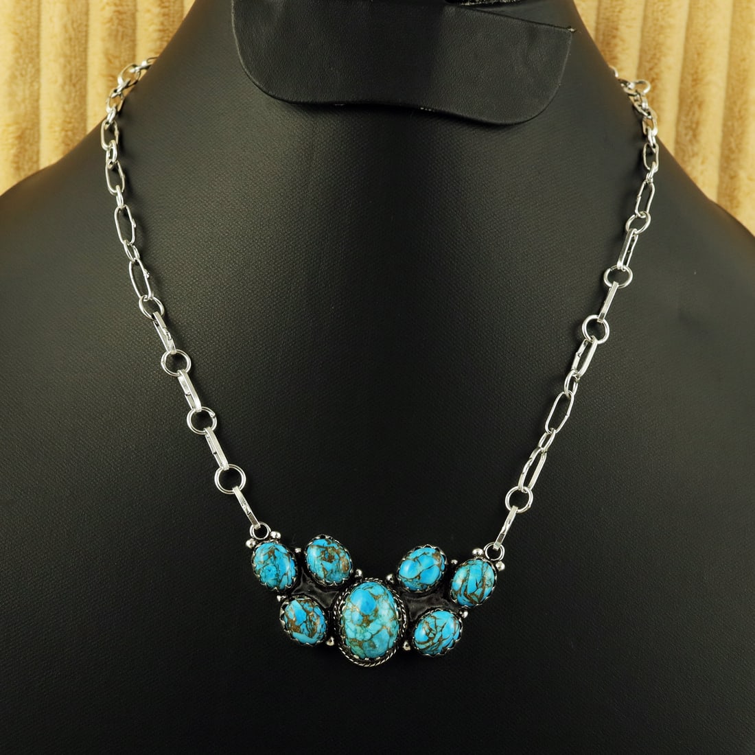 Natural Kingman Turquoise Sterling Silver Plated Handmade Necklace: Product ID: 260823142443 Product - Handmade Silver Plated Necklace Metal - 92.5 Sterling Silver Plated Necklace Length - 18 Inch Gemstone - Kingman Turquoise Gemstone Origin - United States Gemstone S