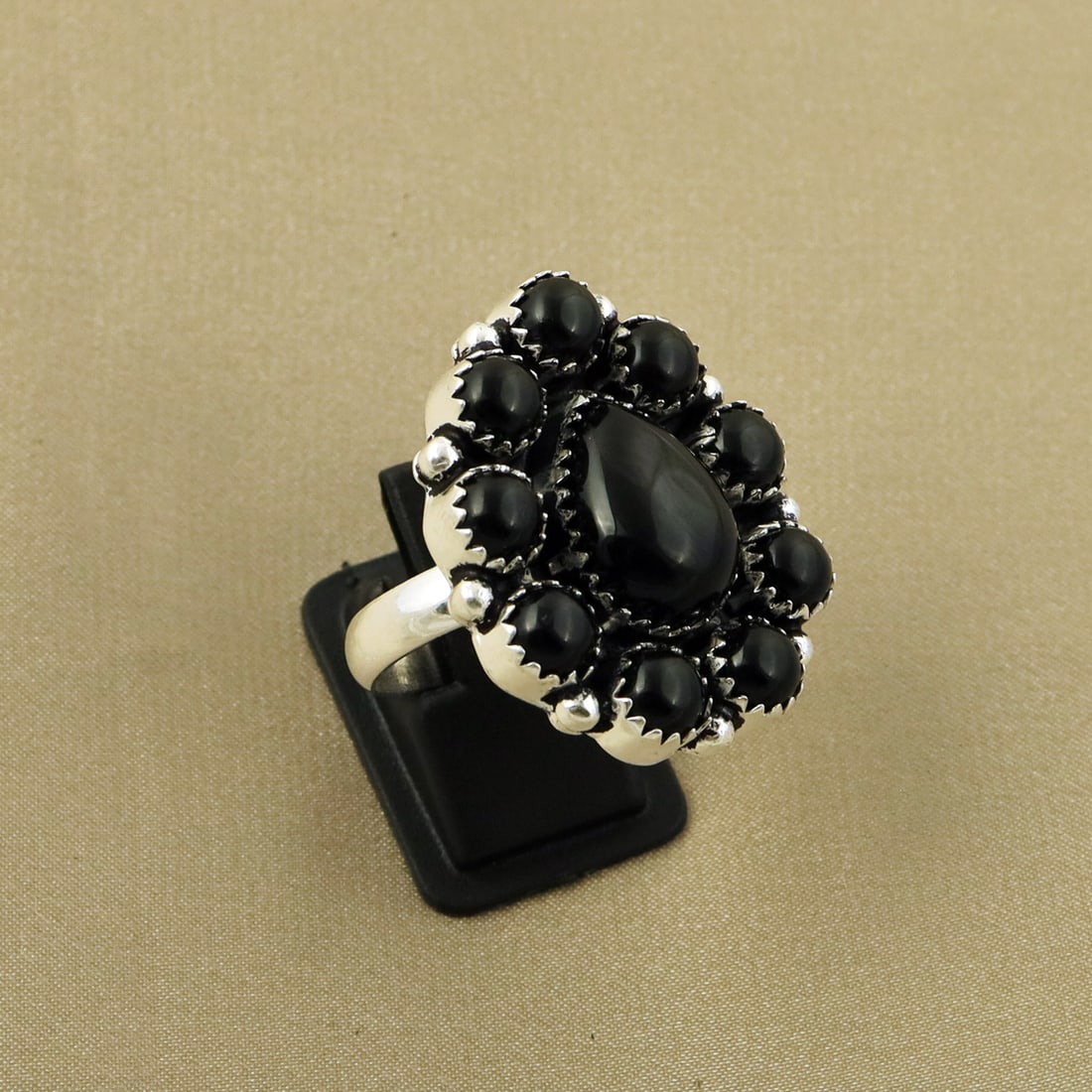 Natural Black Onyx Sterling Silver Plated Handmade Ring - 9MM: Product ID: 260822132815 Product - Handmade Silver Plated Ring Metal - 92.5 Sterling Silver Plated Ring Size - 9MM ( Adjustable ) Gemstone - Black Onyx Gemstone Origin - India Gemstone Size - 10X14 MM