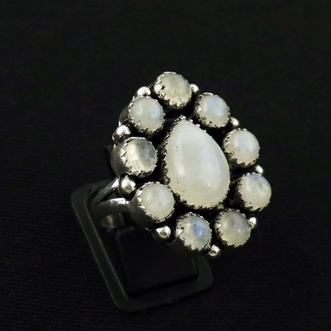 Natural Rainbow Moonstone Sterling Silver Plated Handmade Ring - 9.5MM: Product ID: 260822132038 Product - Handmade Silver Plated Ring Metal - 92.5 Sterling Silver Plated Ring Size - 9.5MM Gemstone - Rainbow Moonstone Gemstone Origin - India Gemstone Size - 10X14 MM ( 1 S