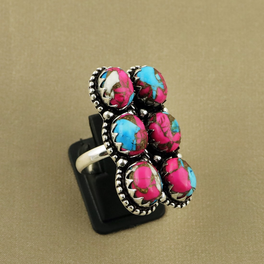 Natural Cotton Candy Sterling Silver Plated Handmade Ring - 9MM: Product ID: 260818163046 Product - Handmade Silver Plated Ring Metal - 92.5 Sterling Silver Plated Ring Size - 9MM Gemstone - Cotton Candy Gemstone Origin - United States Gemstone Size - 10X8 MM ( 6 S