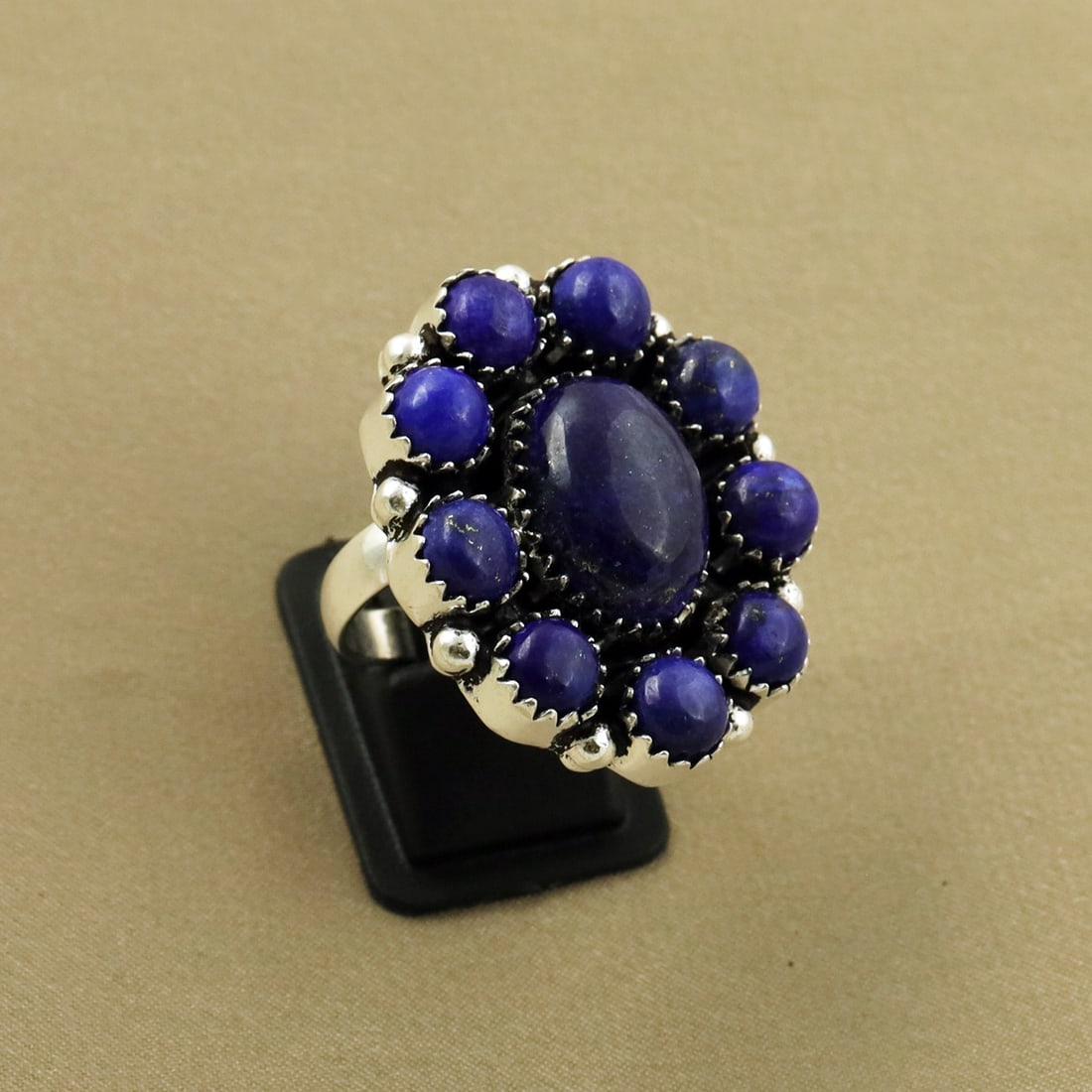 Natural Lapis Lazuli 2 Micron Sterling Silver Plated Handmade Ring - 8MM ( Adjustable ): Product ID: 260811154336 Product - Handmade Silver Plated Ring Metal - 92.5 2 Micron Sterling Silver Plated Ring Size - 8MM ( Adjustable ) Gemstone - Lapis Lazuli Gemstone Origin - Afghanistan Gemston