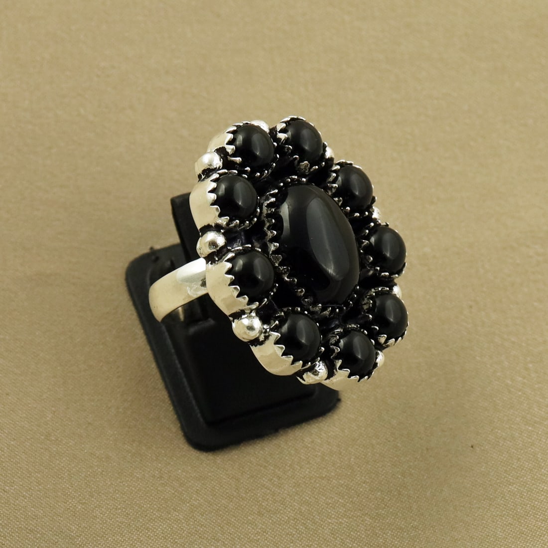 Natural Black Onyx 2 Micron Sterling Silver Plated Handmade Ring - 8.5MM ( Adjustable ): Product ID: 260811155357 Product - Handmade Silver Plated Ring Metal - 92.5 2 Micron Sterling Silver Plated Ring Size - 8.5MM ( Adjustable ) Gemstone - Black Onyx Gemstone Origin - India Gemstone Size