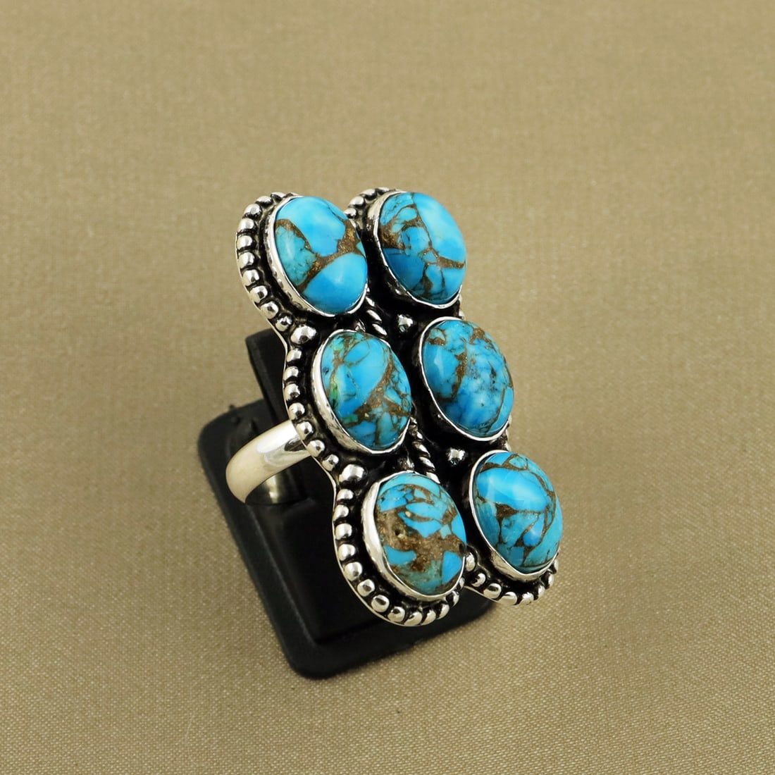 Natural KingmanTurquoise Sterling Silver Plated Handmade Ring - 6.5MM ( Adjustable ): Product ID: 260818162632 Product - Handmade Silver Plated Ring Metal - 92.5 Sterling Silver Plated Ring Size - 6.5MM ( Adjustable ) Gemstone - Kingman Turquoise Gemstone Origin - United States Gemston