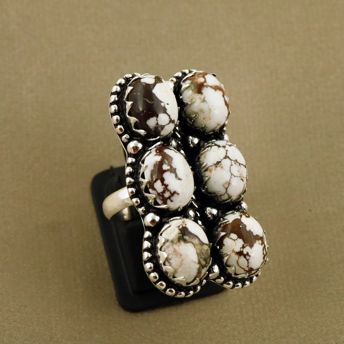 Natural Wild Horse Sterling Silver Plated Handmade Ring - 5.5MM ( Adjustable ): Product ID: 260809125306 Product - Handmade Silver Plated Ring Metal - 92.5 Sterling Silver Plated Ring Size - 5.5MM ( Adjustable ) Gemstone - Wild Horse Gemstone Origin - United States Gemstone Size 