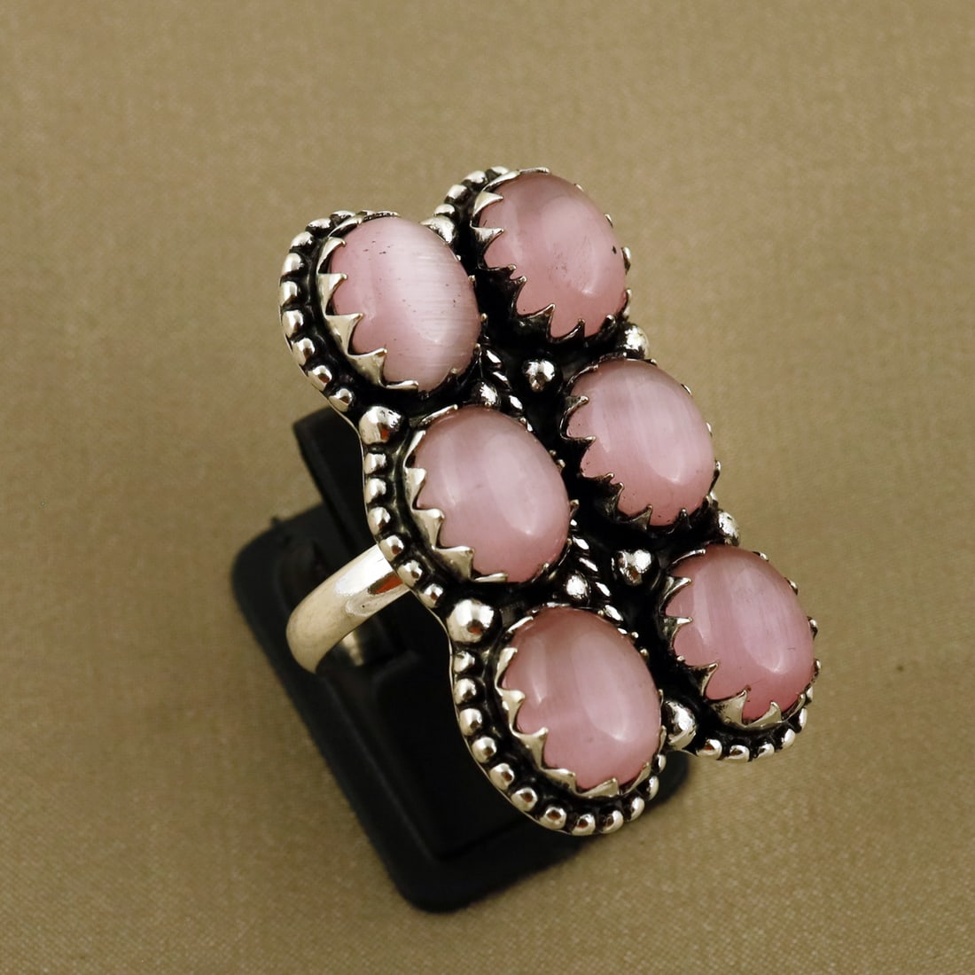 Natural Monalisa Sterling Silver Plated Handmade Ring - 8MM: Product ID: 260809125901 Product - Handmade Silver Plated Ring Metal - 92.5 Sterling Silver Plated Ring Size - 8MM Gemstone - Monalisa Gemstone Origin - India Gemstone Size - 8X10 MM ( 6 Stone ) Gemst