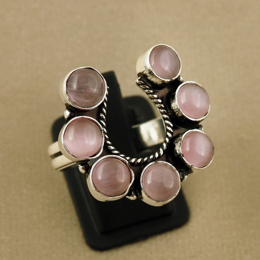 Natural Monalisa Sterling Silver Plated Handmade Ring - 11MM ( Adjustable ): Product ID: 260808133639 Product - Handmade Silver Plated Ring Metal - 92.5 Sterling Silver Plated Ring Size - 11 MM ( Adjustable ) Gemstone - Monalisa Gemstone Origin - India Gemstone Size - 6MM ( 7 