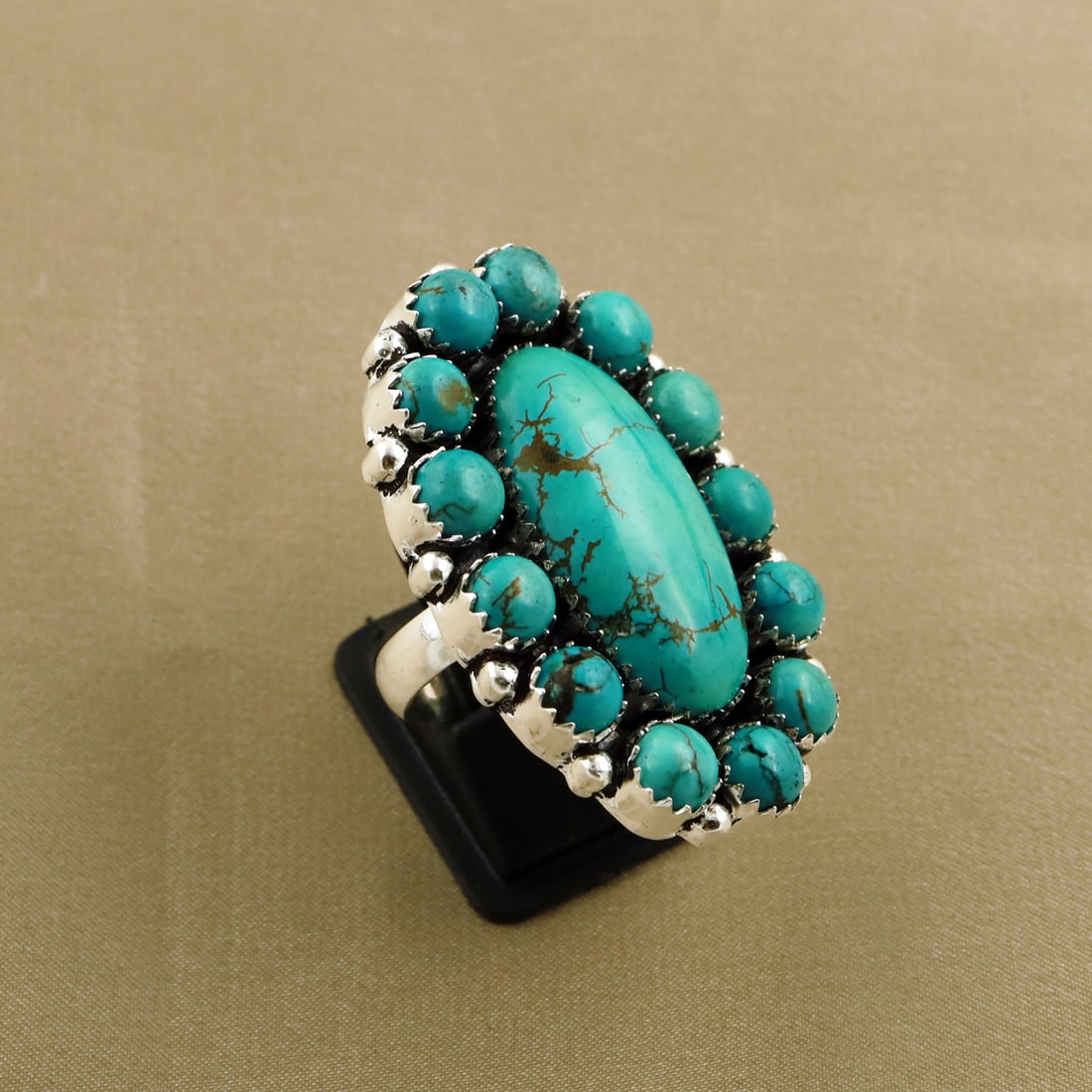Natural Turquoise 2 Micron Sterling Silver Plated Handmade Ring - 9MM: Product ID: 260805121507 Product - Handmade Silver Plated Ring Metal - 92.5 2 Micron Sterling Silver Plated Ring Size - 9MM Gemstone - Turquoise Gemstone Origin - Tibet Gemstone Size - 3X1.5 CM ( 1 St