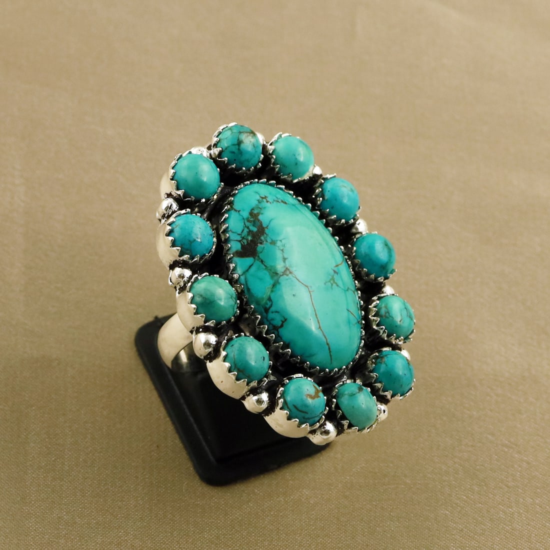 Natural Turquoise 2 Micron Sterling Silver Plated Handmade Ring - 9.5MM: Product ID: 260805121344 Product - Handmade Silver Plated Ring Metal - 92.5 2 Micron Sterling Silver Plated Ring Size - 9.5MM Gemstone - Turquoise Gemstone Origin - Tibet Gemstone Size - 3X2 CM ( 1 St