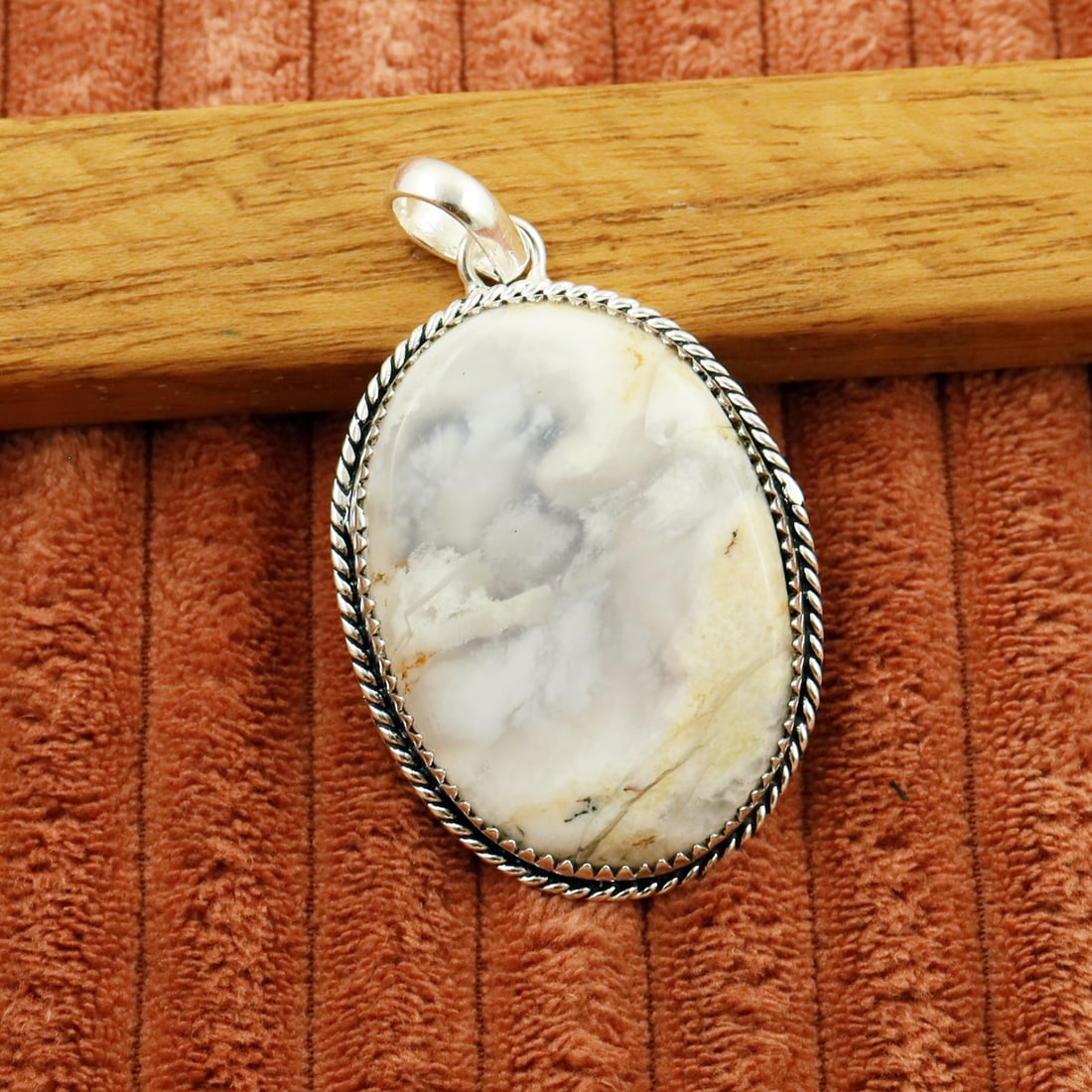Natural Mookaite Jasper 2 Micron Sterling Silver Plated Handmade Pendant: Product ID: 260802154056 Product - Handmade Silver Plated Pendant Metal - 92.5 2 Micron Sterling Silver Plated Gemstone - Dendritic Agate Gemstone Origin - Brazil Gemstone Shape - Pear Gemstone Size -
