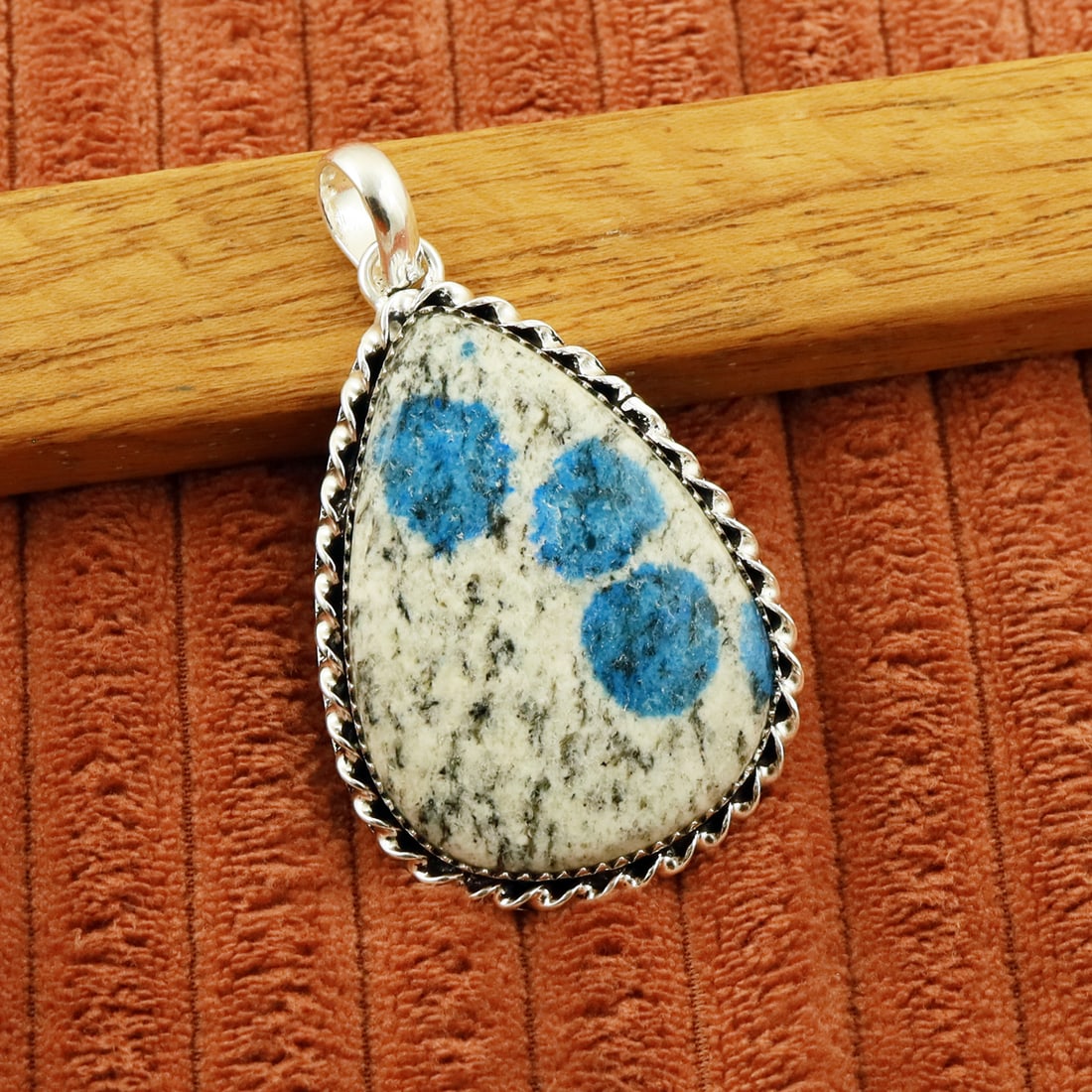 Natural K2 Jasper 2 Micron Sterling Silver Plated Handmade Pendant (1 of 3)