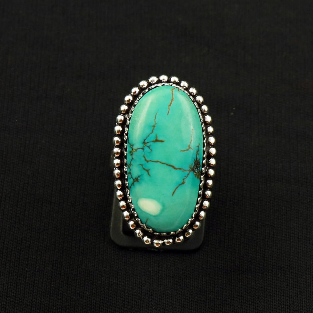 Natural Turquoise 2 Micron Sterling Silver Plated Handmade Ring - 6.5MM: Product ID: 260802141353 Product - Handmade Silver Plated Ring Metal - 92.5 2 Micron Sterling Silver Plated Ring Size - 6.5MM Gemstone - Turquoise Gemstone Origin - Tibet Gemstone Size - 3X1.5 CM Gems