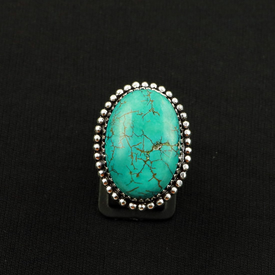 Natural Turquoise 2 Micron Sterling Silver Plated Handmade Ring - 7.5MM: Product ID: 260802141253 Product - Handmade Silver Plated Ring Metal - 92.5 2 Micron Sterling Silver Plated Ring Size - 7.5MM Gemstone - Turquoise Gemstone Origin - Tibet Gemstone Size - 2.5X2 CM Gems