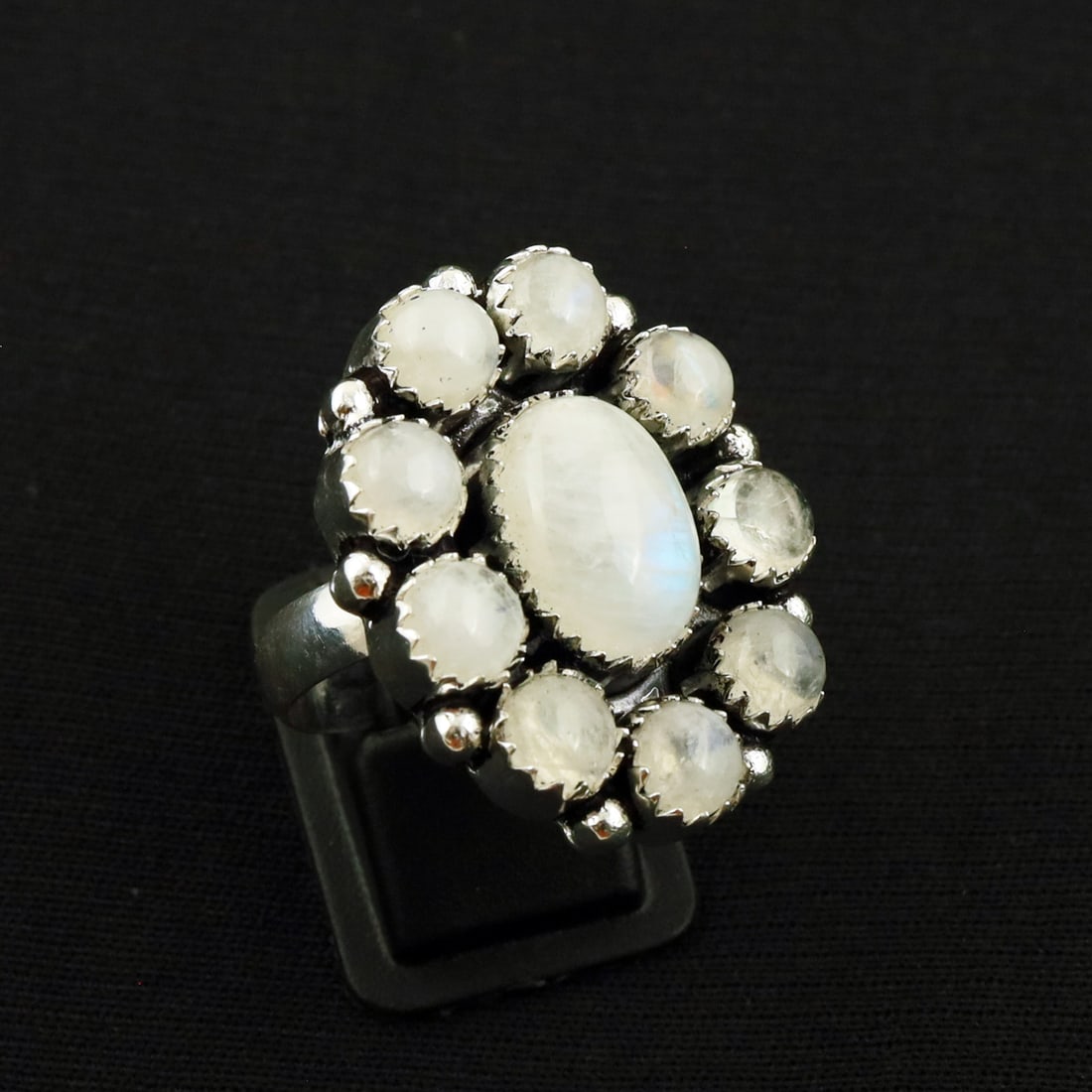 Natural Rainbow Moonstone 2 Micron Sterling Silver Plated Handmade Ring - 9.5MM: Product ID: 260731151710 Product - Handmade Silver Plated Ring Metal - 92.5 2 Micron Sterling Silver Plated Ring Size - 9.5MM Gemstone - Rainbow Moonstone Gemstone Origin - India Gemstone Size - 10X14
