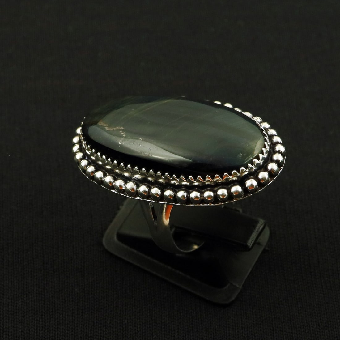 Natural Black Tiger Eye Sterling Silver 2-Micron Plated Handmade Ring - 9MM: Product ID: 260722121523 Product - Handmade Silver Plated Ring Metal - 92.5 2-Micron Sterling Silver Plated Ring Size - 9MM Gemstone - Black Tiger Eye Gemstone Origin - South Africa Gemstone Size - 3.