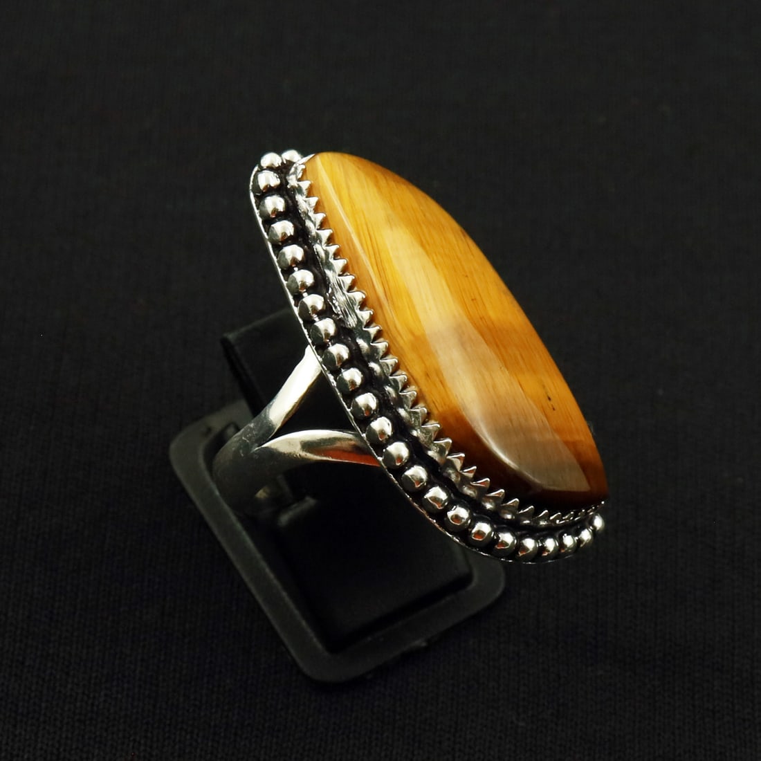 Natural Tiger Eye Sterling Silver 2-Micron Plated Handmade Ring - 9.5MM: Product ID: 260722121038 Product - Handmade Silver Plated Ring Metal - 92.5 2-Micron Sterling Silver Plated Ring Size - 9.5MM Gemstone - Tiger Eye Gemstone Origin - South Africa Gemstone Size - 3.5X1.